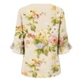 thumbnail image 3 of Favoffer Women's Linen Button Down Shirts Floral Graphic Short Sleeve V Neck Loose Fit Casual Summer Blouses for Office Work Weekend Outdoor, 3 of 6