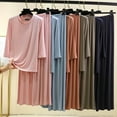 thumbnail image 2 of Women's Soft Modal Pajama Sets, Pullover Crewneck Long Sleeve Tops & Long Pants Fall Winter 2 Piece Pjs Sleepwear, 2 of 5