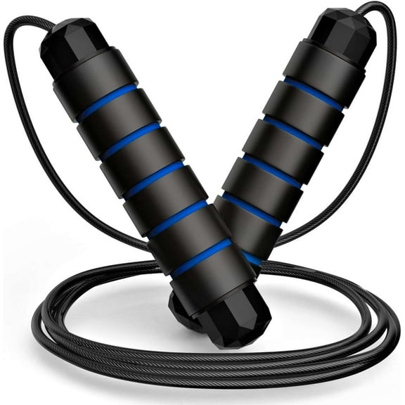 JASGARDE Jump Rope, Tangle-Free with Bearings Rope length 2.8m for Women, Men, and Kids, Adjustable Steel Jump Rope Workout with Foam Handles for Fitness, Exercise, Built in 100g Load-Bearing Block