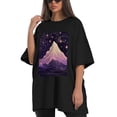 thumbnail image 4 of Plus Size Shirt for Women Black Tops for Women Oversized Short Sleeves Shirt for Women Mountain T Shirt Crewneck Shirt for Women L, 4 of 5