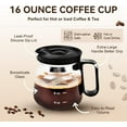 thumbnail image 3 of 16 Oz Glass Coffee Mug That Looks like a Coffee Pot Style Shape, Mini Heatproof Large Capacity Clear Cup with Travel Lid & Straw for Hot Teas, Hot Chocolate, Office Desk Gift, 3 of 9
