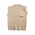 thumbnail image 2 of Sweater Tank Tops For Men Solid Color Vintage Sleeveless Knit Crew Neck Chest Pocket Mens Casual Tops,Khaki,L, 2 of 6