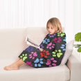 thumbnail image 4 of Colorful Animal Footprints Blanket Hoodies for Kids 6-13YR Oversize Wearable Blanket Hoodies for Boys Girls Teens, 4 of 7