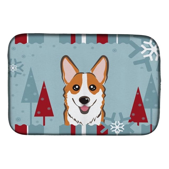 Carolines Treasures BB1750DDM Hiver Vacances Rouge Corgi Plat Tapis de Séchage