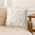 thumbnail image 5 of Linen Fabric Cushion 17.72x17.72in - Summer Cotton Woven Chair Pad with Fringed Edges, Zipper Cover for Office/Dining Chair (Khaki)​, 5 of 6