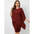 thumbnail image 4 of SHOWMALL Women's Plus Size Summer Dresses Crewneck Capelet Sleeve Chiffon Overlay Party Pencil Dress 1X-4X, 4 of 6