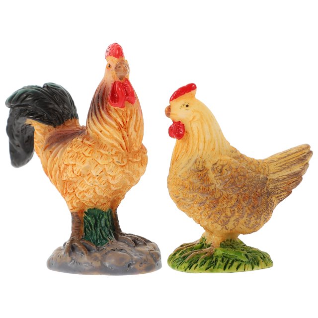 2 Pcs Modèle de Poulet Simulé Décor Ornement Créatif pour Ferme Modèle de Volaille Jouet Poulet Simulé