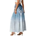 thumbnail image 4 of LWavelet Women Tribal Print Tiered Maxi Skirt Elastic Waist With Pockets Boho Long Skirt Sky Blue XL, 4 of 6