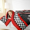 thumbnail image 4 of jejeloiu Racing Falg Bedding Comforter Set,Classic Checkerboard Twin Comforter Sets,Speed Extreme Sport Bedding Set For Boys Kids,Luxury Bedroom Decor Reversible,2pcs, 4 of 8