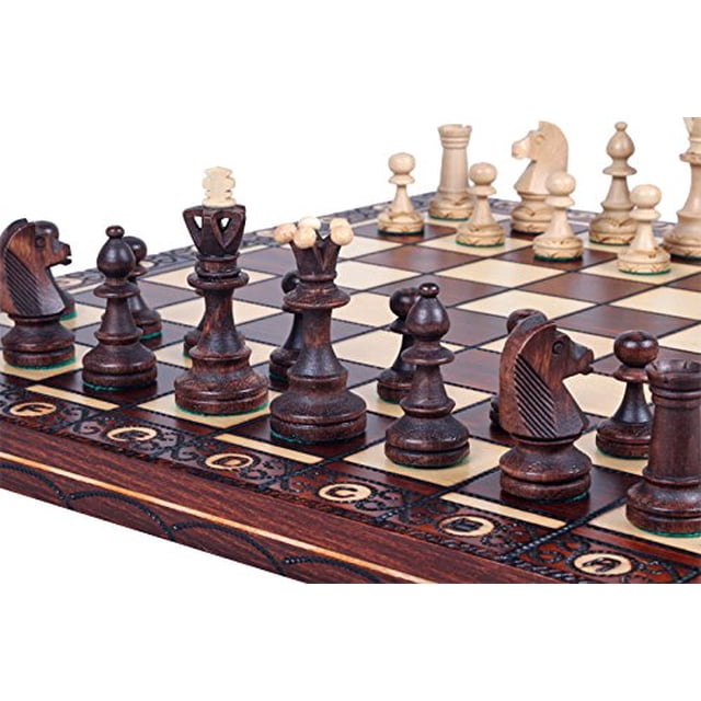 Tienda de ajedrez y juegos Muba Hermoso juego de ajedrez de madera hecho a mano con tablero y piezas de ajedrez, productos de idea de regalo (16 pulgadas (40 cm)), 1-2 jugadores