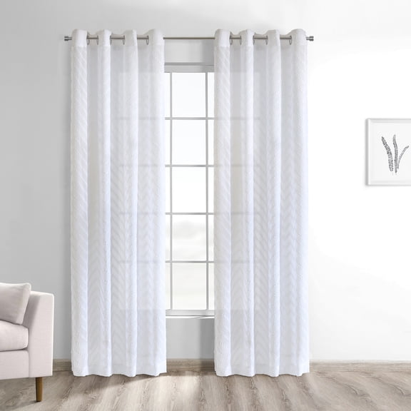 Habitat Regina Sheer Grommet Curtain Panel 52 x 63 in White