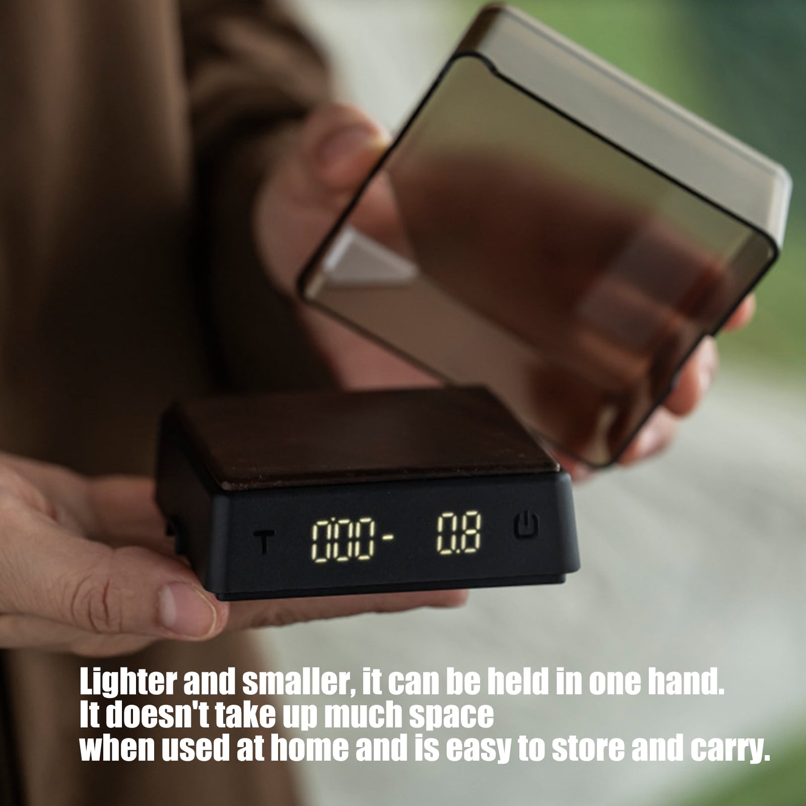 Transportable Coffee Scale High Accuracy Timing LED Display for Home Brewing and Travel Use Compact Thin Plan Saves Space Effectively