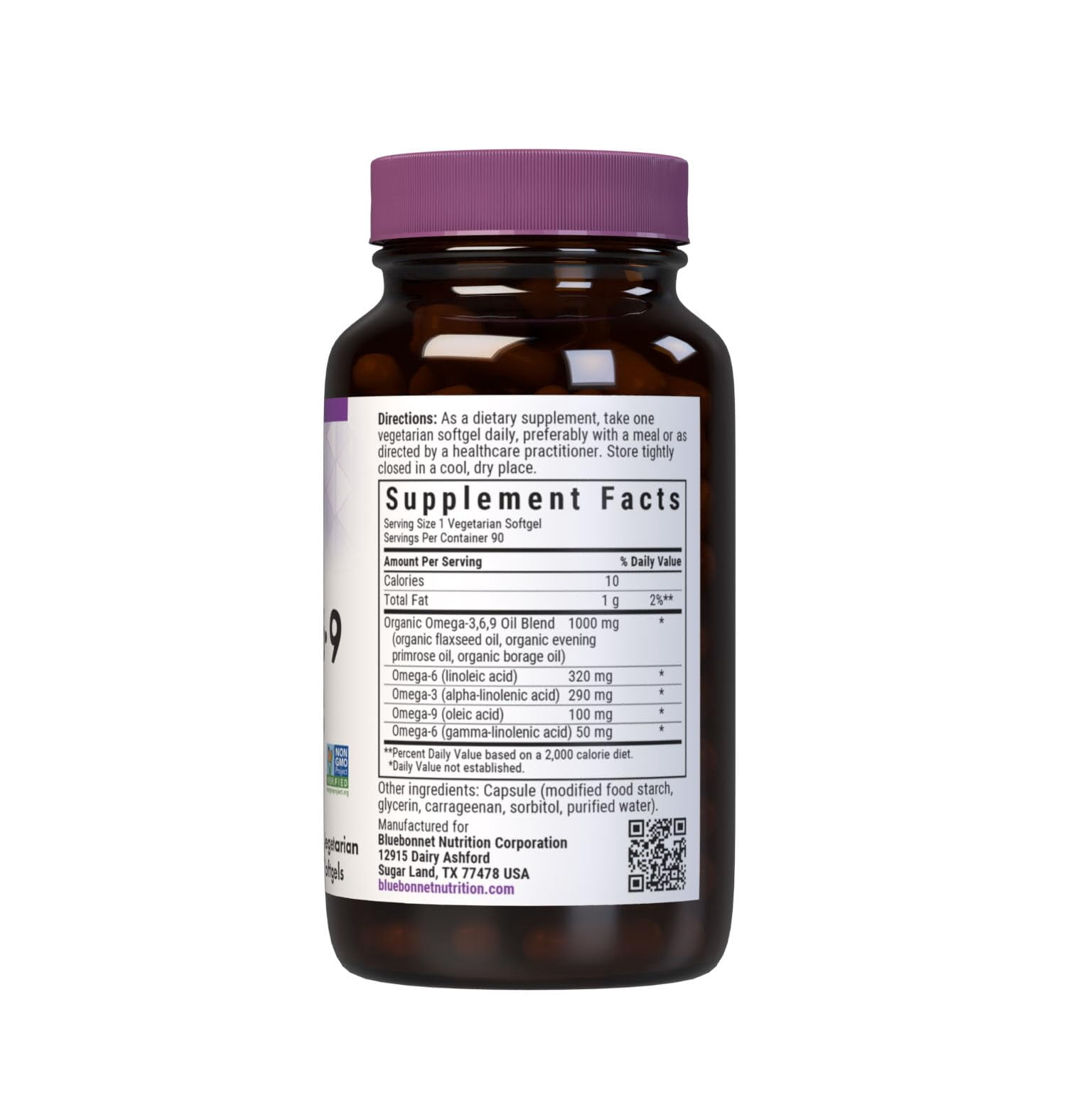 Bluebonnet Plant Based Omega 3-6-9-1000mg for Heart Health* – Cold Pressed Oil – 90 Days