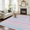 thumbnail image 3 of Area Rug for Living Room, Colorful Striped Non-Slip Indoor Large Carpet for Bedroom/Dining Room, Pink Blue Yellow Abstract Vertical Lines Washable Low-Profile Rectangle Floor Runner Rugs - 5 x 8 Ft, 3 of 7
