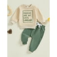 thumbnail image 4 of Baby Toddler Boys Pants Clothing Set, 3 6 12 18 24 Months 2T 3T Long Sleeve Crew Neck Letters Print Sweatshirt with Elastic Waist Sweatpants Infant Outfits, 4 of 9