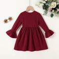 thumbnail image 2 of Happy Town Toddler Girls Fall Winter A‑Line Long Sleeve Dress Bow Ruffle Cuffs Party Dress for Little Kids, 2 of 7