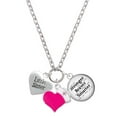 thumbnail image 1 of Delight Jewelry Silvertone Little Sister Heart - Hot Pink Heart Nurse Strong Zoe Necklace, 1 of 4