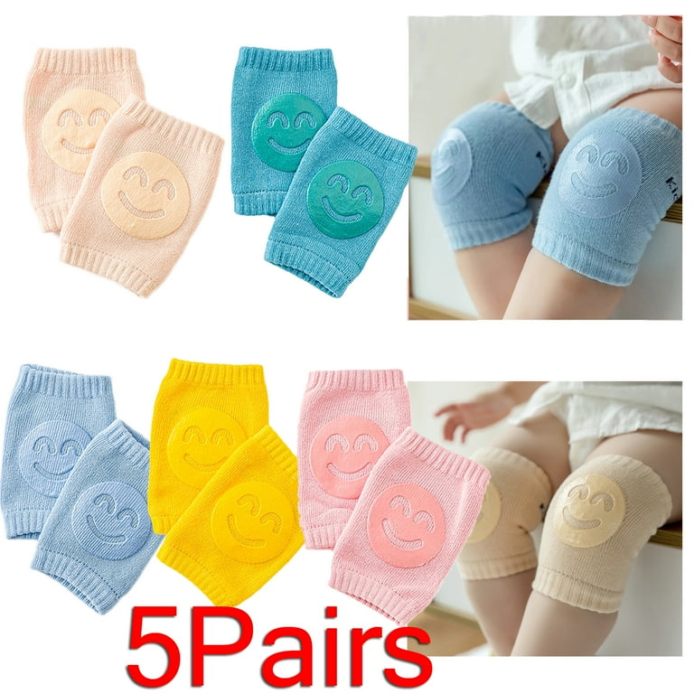 5 Pair Baby Knee Pads Anti Slip Baby Crawling Knee Pads Adjustable Elastic Baby Knee Protectors Leg Warmers Elbow Pads with Eco friendly Rubber for