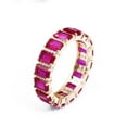 thumbnail image 5 of Full Eternity Lab-Created Ruby & Diamond Wedding Band, 5x3mm Emerald Cut with Diamond Engagement Bridal Rings in Sterling Silver, 5 of 5
