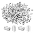 thumbnail image 1 of Uxcell 3/64"(1.3mm) Aluminum Wire Rope Stop Sleeve Set, 200 Pcs Crimping Loop Sleeve Single Hole Round Cable Ferrule for Wire Rope Cable Line, Silver, 1 of 6