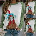thumbnail image 2 of Fesfesfes Women's Long Sleeve Tops Chicken with Bandana Printed Raglan Long Sleeve Blouse Tops Shirt, 2 of 5