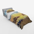thumbnail image 3 of Summer Duvet Cover Set, Sandy Beach with Vivid Sunrise Paradise Relaxation Tropical Holiday Place Picture, Bedding Set with Shams and Fitted Sheet, 3 Sizes, by Ambesonne, 3 of 3