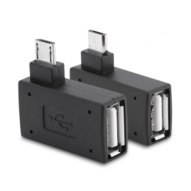 2pcs USB 2.0 Femenino A Macho Micro Otg Adaptador, Puerto Alimentación Enchufe y Play 90 Grados Izquierda 90 Micro Adaptador Con Ángulo Recto Con Interfaz USB Separada