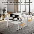 thumbnail image 7 of 63x43 Inches L Shaped Standing Desk with 4-leg and Dual-Motor, Height adjustable from 28 to 46 Inches, White, 7 of 7