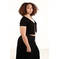 thumbnail image 2 of Ragstock Extended Sizes Black Tie Front Short Sleeve Cardigan, 2 of 4