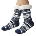 thumbnail image 2 of CUZIBR Wool Socks For Women Winter Fuzzy Thick Funny Graphic Thermal Grips Socks Ankle Boot Slipper Non Slip Lined Knitted Warm Soft Breathable Lightweight Footwear,Navy,One Size, 2 of 4