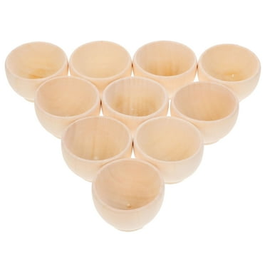 10pcs Unfinished Wood Blank Bowls for DIY Natural Wooden Craft Projects
