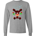thumbnail image 3 of Inktastic Cute Flannel Reindeer with Christmas Bulbs and Snowflakes Long Sleeve T-Shirt, 3 of 5
