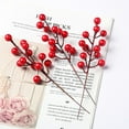 thumbnail image 4 of Sunjoy Tech Christmas Artificial Red Berries Stems Realistic Vibrant Color No Need Watering Faux Berry Branches Home Decor Xmas DIY Crafts, 4 of 8