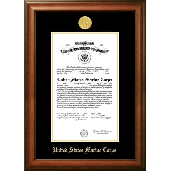 Patriot Frame's Marine 9x14 Certificate Walnut Frame Gold Medallion