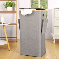 Softlife Folding & Detachable 100L Laundry Hamper with Lid and Bag Easy Mobility Laundry Basket with Handles and Side Pockets,Gray