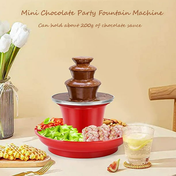 3-Tier Mini Chocolate Fountain Machine – 16-Ounce Capacity, 10 Bamboo Skewers, Removable Tray, For Parties, Weddings, Fondue