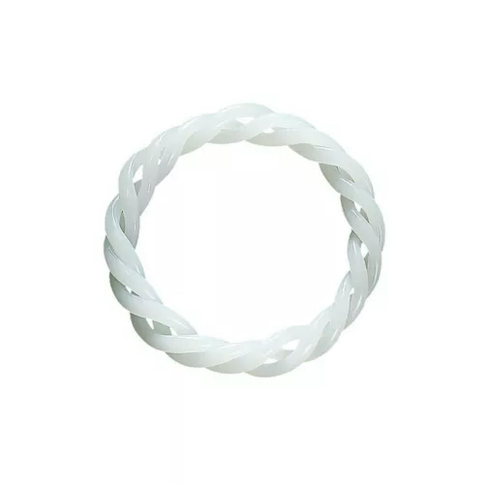 EOEMY Natural White Jade Bangle Women Lucky Hollow Spiral Twist Bracelet