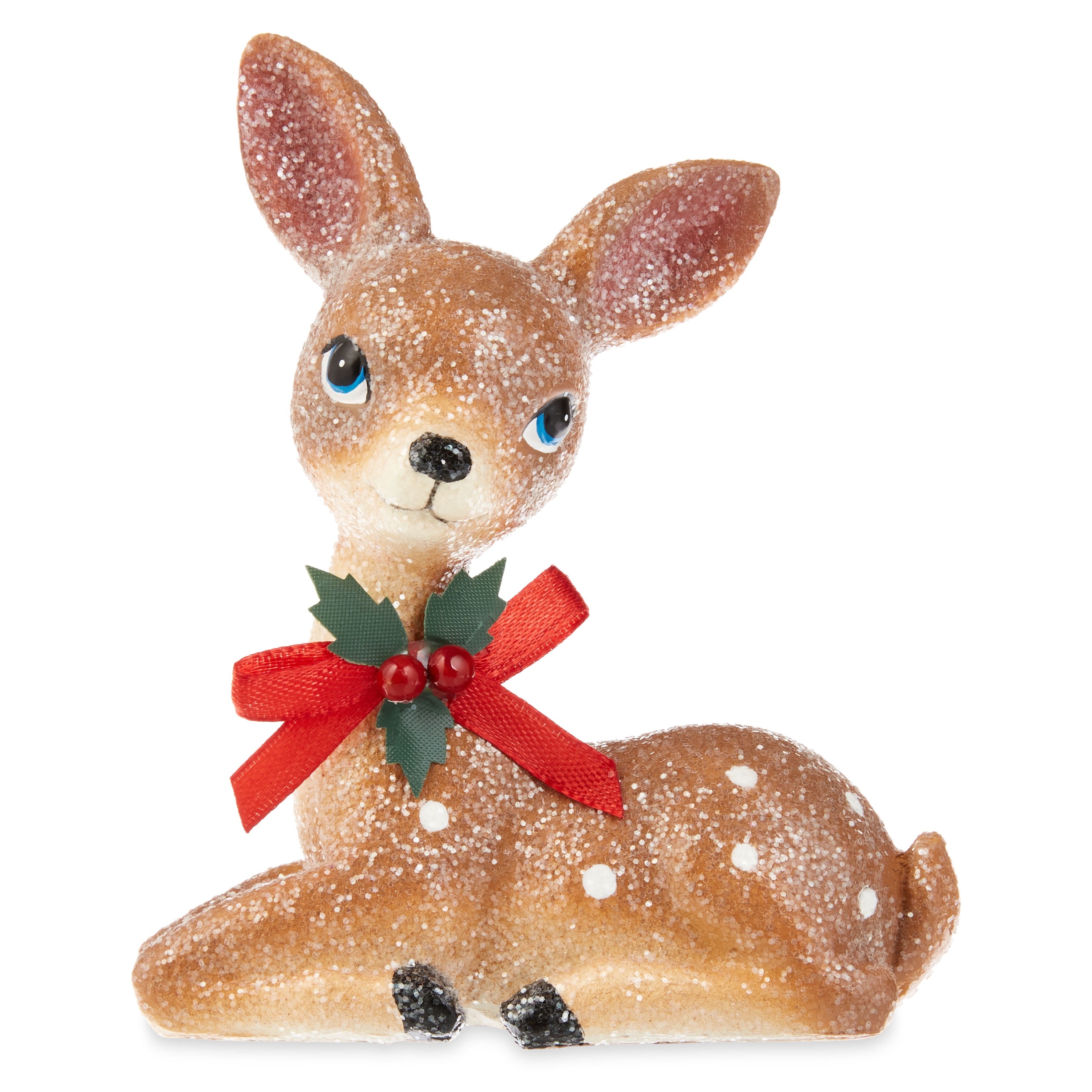 Holiday Time Brown Mini Resin Kneeling Deer Christmas Decor