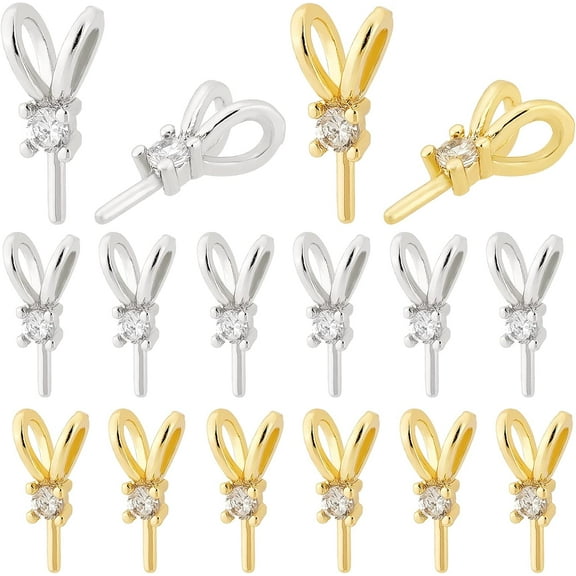 20pcs Zirconia Eye Pin Peg Bails Brass Charm Pendant Connector Eyelet Hooks Peg Bails Pin Pendants Self Tapping Hoop for Half-drilled Beads Jewelry Making, 1mm in Pin Golden Platinum