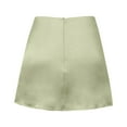thumbnail image 6 of Womens Mini Skirts Elastic High Waisted Skirts Stain A-Line Skirt (Green S), 6 of 7