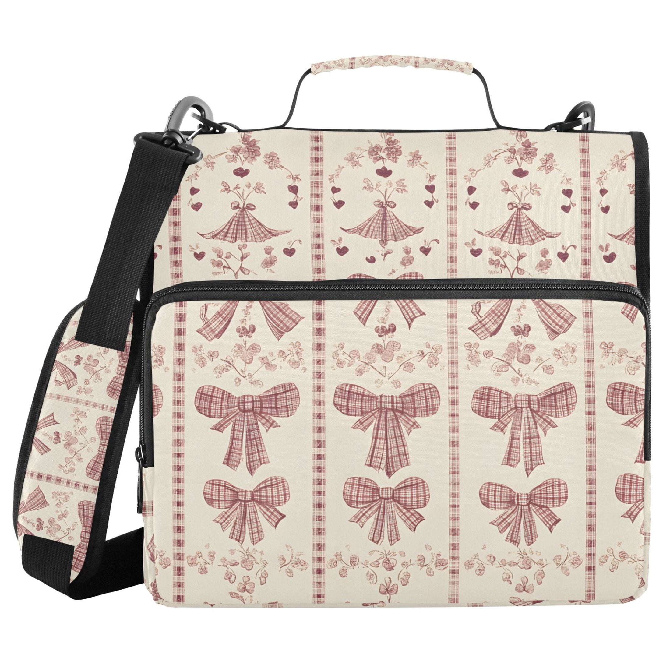 ALAZA Zipper Binder Retro Bows 3 Ring Trapper Keeper File Folder Organizer Bag