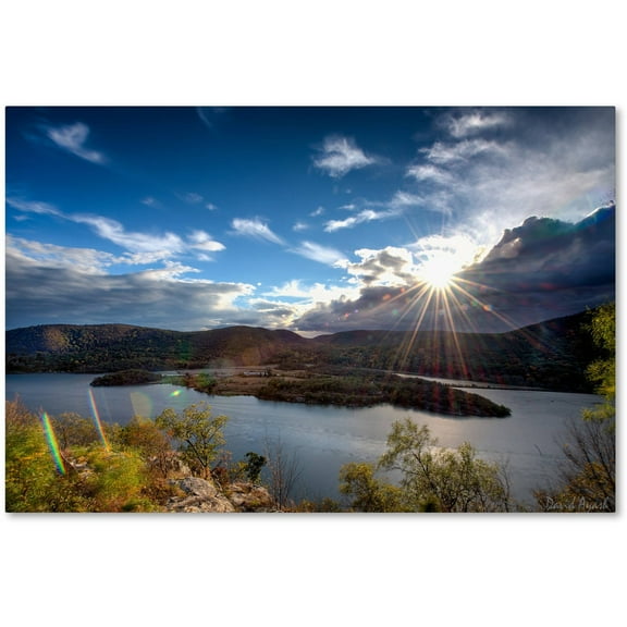 Trademark Fine Art "Sunset Over the Hudson" Canvas Art by David Ayash