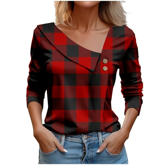 Birdeem Womens V-Neck Printed Button Long Sleeved Shirt T-Shirt