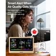 thumbnail image 4 of 16 in 1 Air Quality Monitor Indoor Detects, CO2 Tester for CO2, TVOC, PM2.5, PM1.0, PM10, HCHO, Temperature Humidity AQI & Time, 2500mAh Battery Powered, LED Display, Auto Alert for Car, Office, Home, 4 of 10