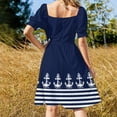thumbnail image 4 of Robe d'Été à Rayures Bleu Marine et Ancre Blanche Robe Femme 2024 Vêtements pour Femmes, 4 of 5