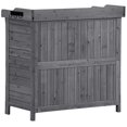 thumbnail image 5 of 39" Outdoor Potting Bench with Storage Cabinet & Galvanized Tabletop, Rustic Wooden Garden Workstation, Grey, 5 of 7