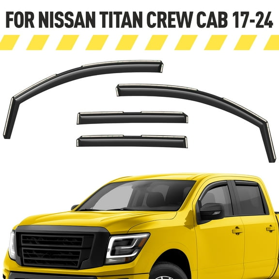 Extra Durable Window Deflectors In-Channel Window Visors Rain Guards Fit for Nissan Titan 2017-2024 Crew Cab, Sun Visors, Wind Vent Visors, vent shades, Exterior Car Accessories - 4 pcs. AG0746