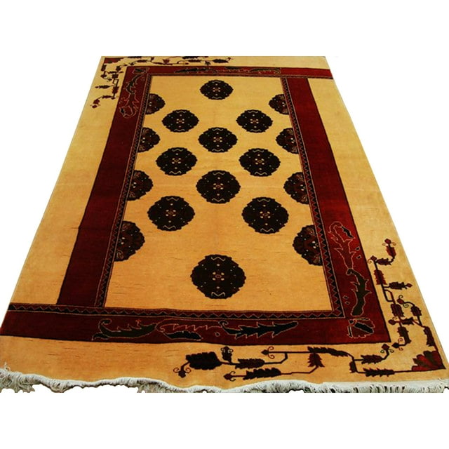 Elephant Foot Print Bokhara Afghan Vege Dyed Area Rug Hand Knotted Carpet (7.5 X 5)'