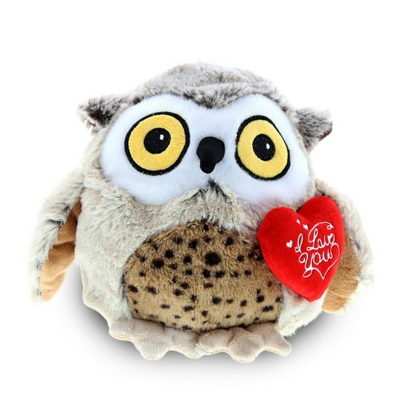 DolliBu I Love You Heart Fat Brown Owl Plush - 6 inches
