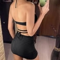 thumbnail image 7 of JoveMarine Women's Sexy Tie-Front Bikini Set Hollow Open Back Two-Piece Swimsuit with Side Ties for Summer Vacation and Beach Pool Party Black L, 7 of 7